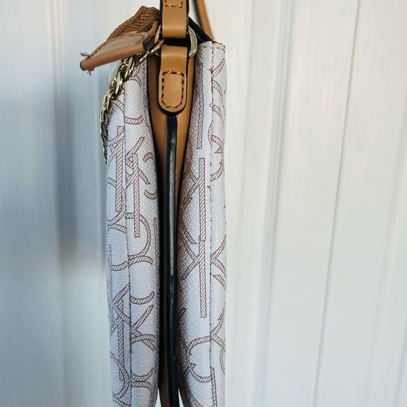 Calvin Klein Women's CK Logo Print Allover Crossbody Bag White Brown CLEAN - Picture 4 of 10
